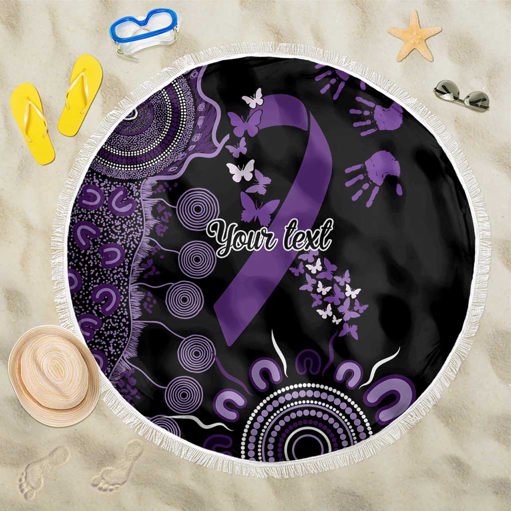 Memories Matter Alzheimers Awareness Personalised Beach Blanket Aboriginal Ribbon Dot Painting