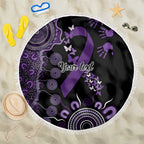 Memories Matter Alzheimers Awareness Personalised Beach Blanket Aboriginal Ribbon Dot Painting