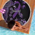 Memories Matter Alzheimers Awareness Personalised Beach Blanket Aboriginal Ribbon Dot Painting