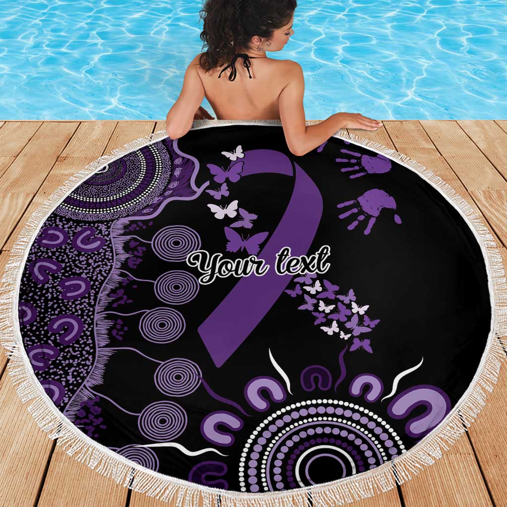 Memories Matter Alzheimers Awareness Personalised Beach Blanket Aboriginal Ribbon Dot Painting