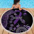 Memories Matter Alzheimers Awareness Personalised Beach Blanket Aboriginal Ribbon Dot Painting