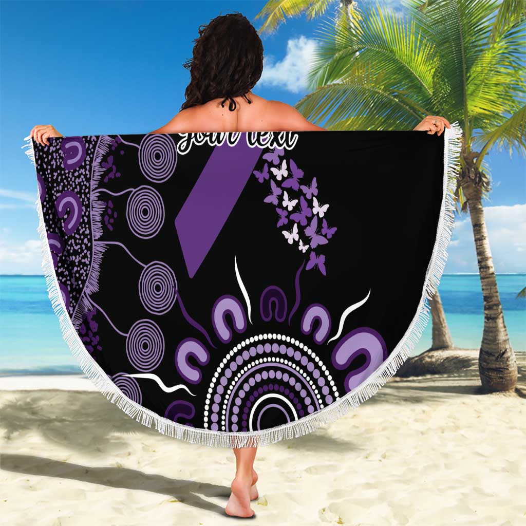 Memories Matter Alzheimers Awareness Personalised Beach Blanket Aboriginal Ribbon Dot Painting