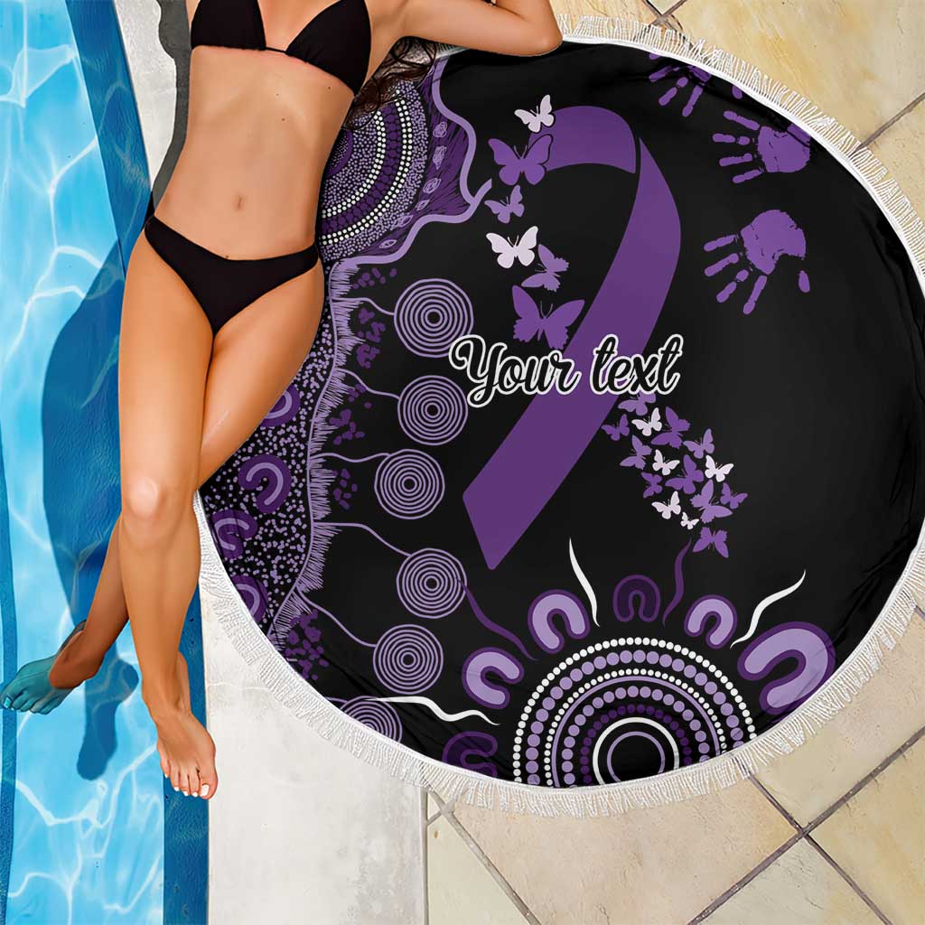 Memories Matter Alzheimers Awareness Personalised Beach Blanket Aboriginal Ribbon Dot Painting