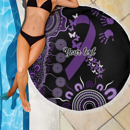 Memories Matter Alzheimers Awareness Personalised Beach Blanket Aboriginal Ribbon Dot Painting