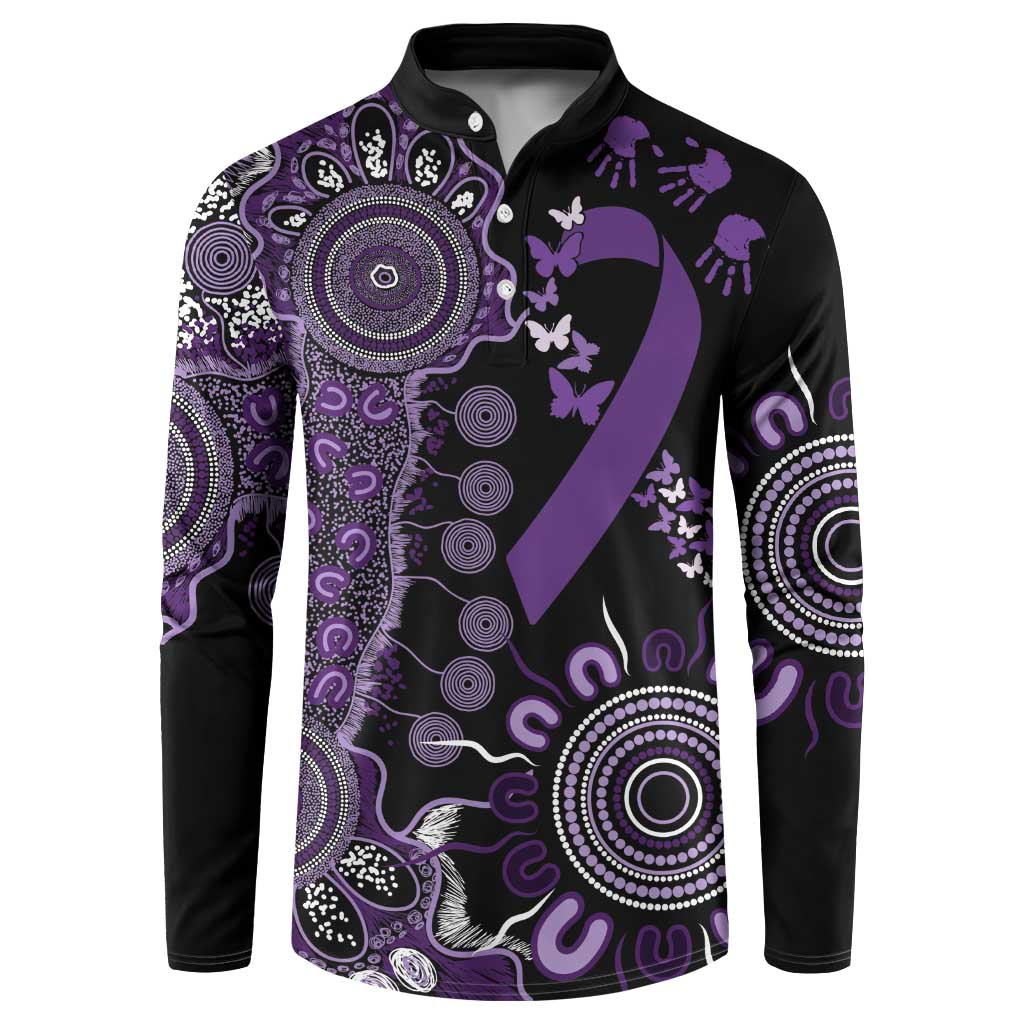 Memories Matter Alzheimers Awareness Personalised Button Sweatshirt Aboriginal Ribbon Dot Painting