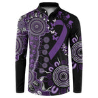 Memories Matter Alzheimers Awareness Personalised Button Sweatshirt Aboriginal Ribbon Dot Painting
