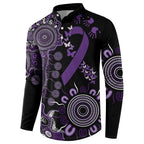 Memories Matter Alzheimers Awareness Personalised Button Sweatshirt Aboriginal Ribbon Dot Painting