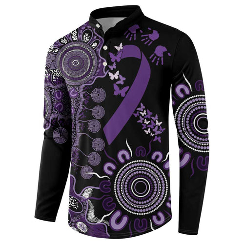 Memories Matter Alzheimers Awareness Personalised Button Sweatshirt Aboriginal Ribbon Dot Painting