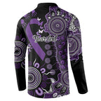 Memories Matter Alzheimers Awareness Personalised Button Sweatshirt Aboriginal Ribbon Dot Painting