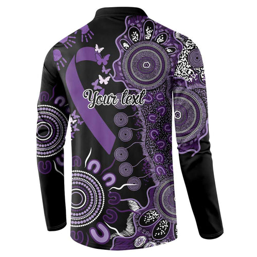 Memories Matter Alzheimers Awareness Personalised Button Sweatshirt Aboriginal Ribbon Dot Painting