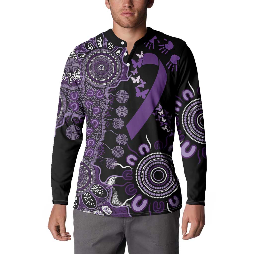 Memories Matter Alzheimers Awareness Personalised Button Sweatshirt Aboriginal Ribbon Dot Painting
