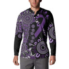 Memories Matter Alzheimers Awareness Personalised Button Sweatshirt Aboriginal Ribbon Dot Painting