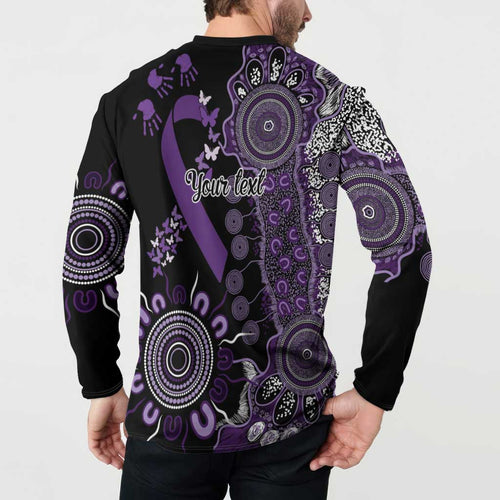 Memories Matter Alzheimers Awareness Personalised Button Sweatshirt Aboriginal Ribbon Dot Painting