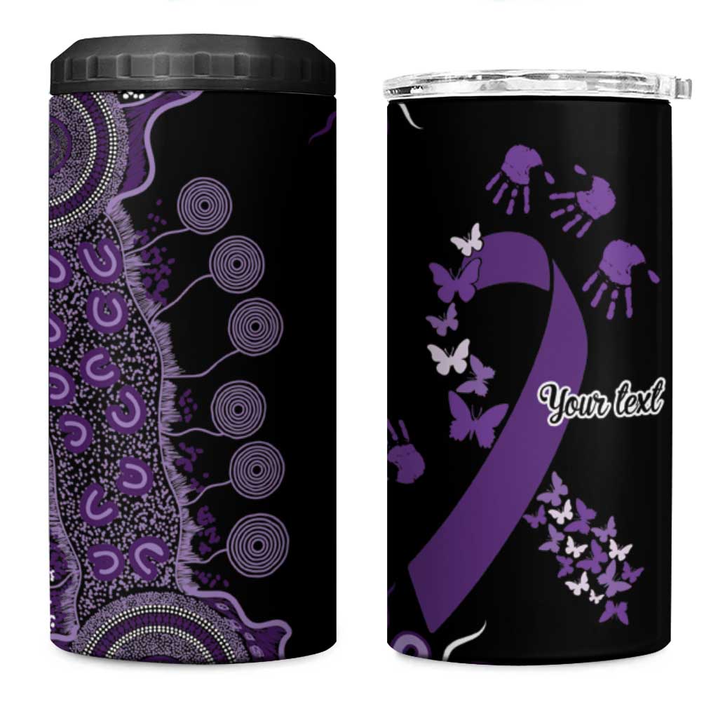 Memories Matter Alzheimers Awareness Personalised 4 in 1 Can Cooler Tumbler Aboriginal Ribbon Dot Painting