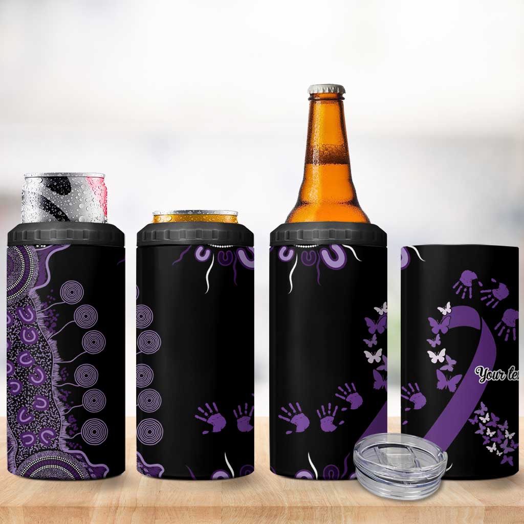 Memories Matter Alzheimers Awareness Personalised 4 in 1 Can Cooler Tumbler Aboriginal Ribbon Dot Painting