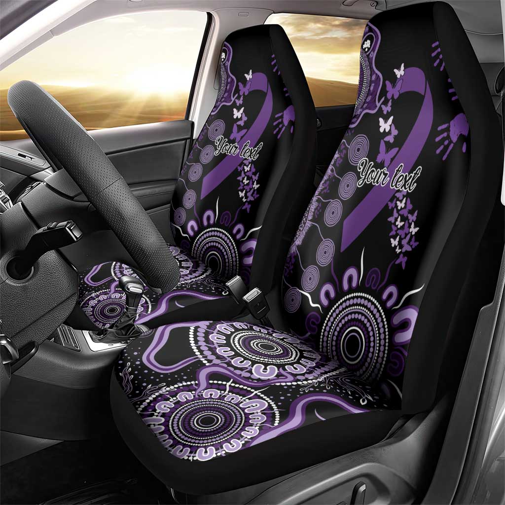 Memories Matter Alzheimers Awareness Personalised Car Seat Cover Aboriginal Ribbon Dot Painting