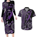 Memories Matter Alzheimers Awareness Personalised Couples Matching Long Sleeve Bodycon Dress and Hawaiian Shirt Aboriginal Ribbon Dot Painting