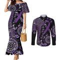 Memories Matter Alzheimers Awareness Personalised Couples Matching Mermaid Dress and Long Sleeve Button Shirt Aboriginal Ribbon Dot Painting