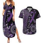 Memories Matter Alzheimers Awareness Personalised Couples Matching Summer Maxi Dress and Hawaiian Shirt Aboriginal Ribbon Dot Painting
