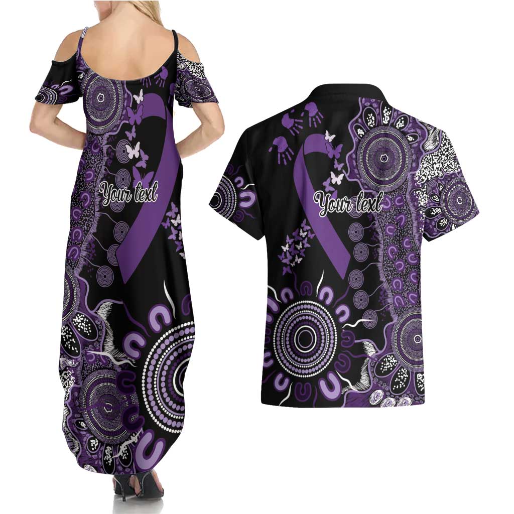 Memories Matter Alzheimers Awareness Personalised Couples Matching Summer Maxi Dress and Hawaiian Shirt Aboriginal Ribbon Dot Painting