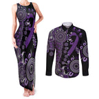 Memories Matter Alzheimers Awareness Personalised Couples Matching Tank Maxi Dress and Long Sleeve Button Shirt Aboriginal Ribbon Dot Painting