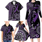 Memories Matter Alzheimers Awareness Personalised Family Matching Long Sleeve Bodycon Dress and Hawaiian Shirt Aboriginal Ribbon Dot Painting