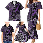 Memories Matter Alzheimers Awareness Personalised Family Matching Mermaid Dress and Hawaiian Shirt Aboriginal Ribbon Dot Painting