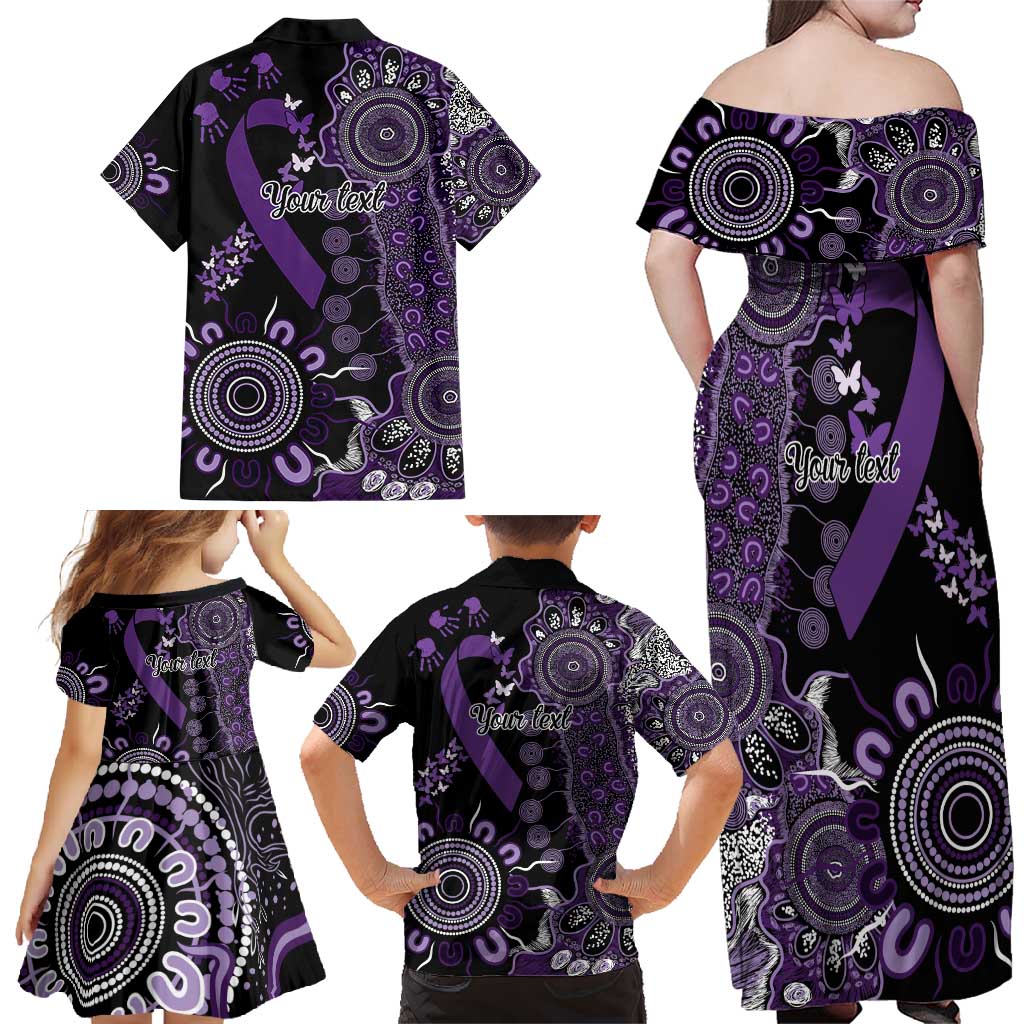Memories Matter Alzheimers Awareness Personalised Family Matching Off Shoulder Maxi Dress and Hawaiian Shirt Aboriginal Ribbon Dot Painting