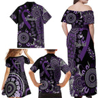 Memories Matter Alzheimers Awareness Personalised Family Matching Off Shoulder Maxi Dress and Hawaiian Shirt Aboriginal Ribbon Dot Painting