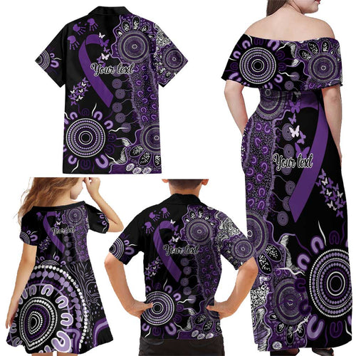 Memories Matter Alzheimers Awareness Personalised Family Matching Off Shoulder Maxi Dress and Hawaiian Shirt Aboriginal Ribbon Dot Painting