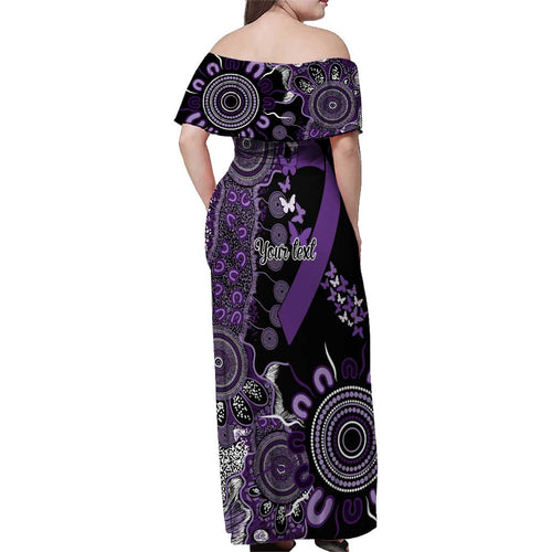 Memories Matter Alzheimers Awareness Personalised Family Matching Off Shoulder Maxi Dress and Hawaiian Shirt Aboriginal Ribbon Dot Painting