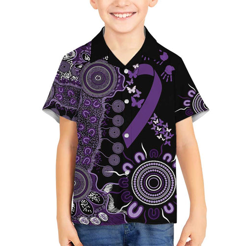 Memories Matter Alzheimers Awareness Personalised Family Matching Off Shoulder Maxi Dress and Hawaiian Shirt Aboriginal Ribbon Dot Painting