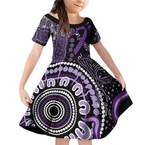 Memories Matter Alzheimers Awareness Personalised Family Matching Off Shoulder Short Dress and Hawaiian Shirt Aboriginal Ribbon Dot Painting