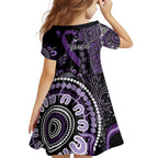Memories Matter Alzheimers Awareness Personalised Family Matching Off Shoulder Short Dress and Hawaiian Shirt Aboriginal Ribbon Dot Painting