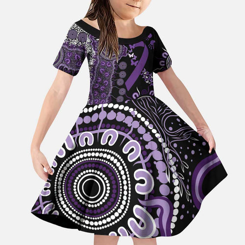 Memories Matter Alzheimers Awareness Personalised Family Matching Puletasi and Hawaiian Shirt Aboriginal Ribbon Dot Painting