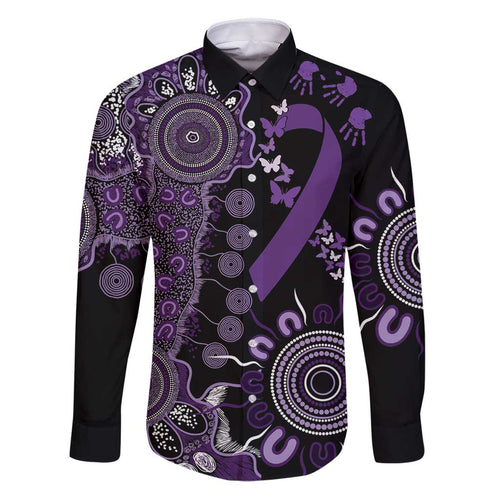 Memories Matter Alzheimers Awareness Personalised Family Matching Puletasi and Hawaiian Shirt Aboriginal Ribbon Dot Painting