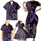 Memories Matter Alzheimers Awareness Personalised Family Matching Short Sleeve Bodycon Dress and Hawaiian Shirt Aboriginal Ribbon Dot Painting