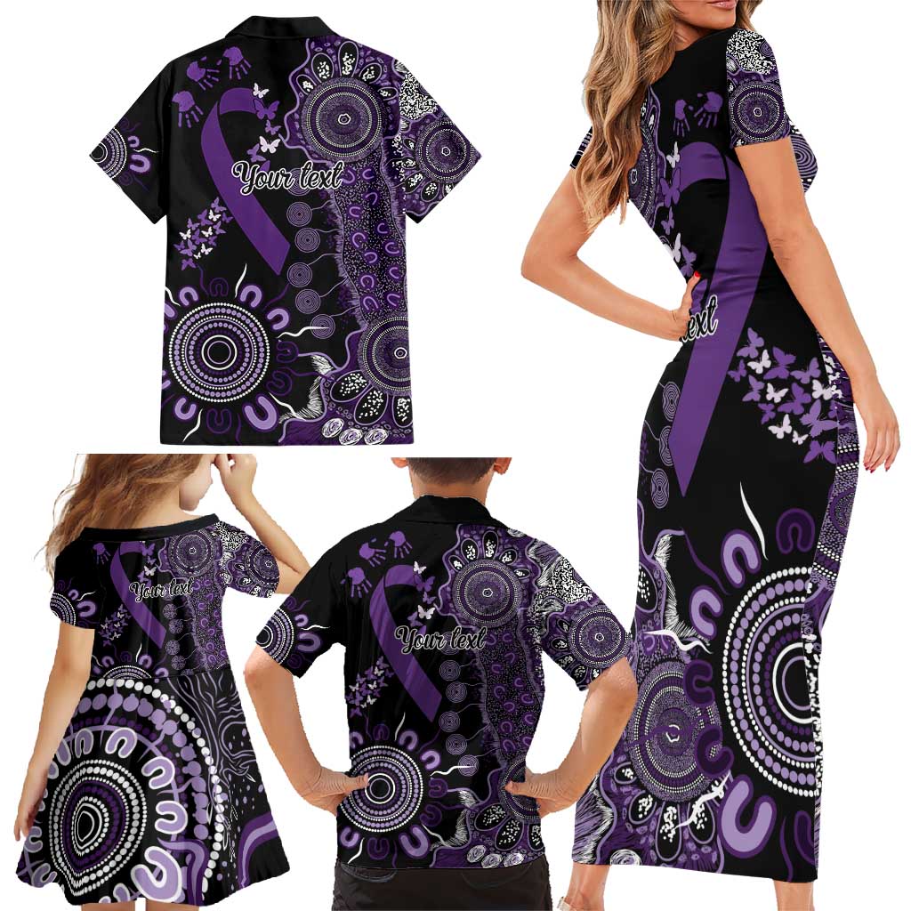 Memories Matter Alzheimers Awareness Personalised Family Matching Short Sleeve Bodycon Dress and Hawaiian Shirt Aboriginal Ribbon Dot Painting