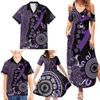 Memories Matter Alzheimers Awareness Personalised Family Matching Summer Maxi Dress and Hawaiian Shirt Aboriginal Ribbon Dot Painting