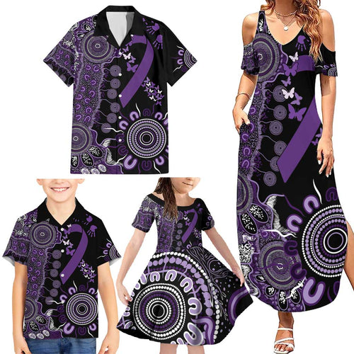 Memories Matter Alzheimers Awareness Personalised Family Matching Summer Maxi Dress and Hawaiian Shirt Aboriginal Ribbon Dot Painting