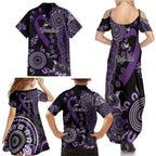 Memories Matter Alzheimers Awareness Personalised Family Matching Summer Maxi Dress and Hawaiian Shirt Aboriginal Ribbon Dot Painting