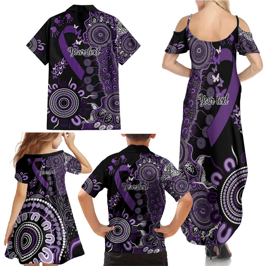 Memories Matter Alzheimers Awareness Personalised Family Matching Summer Maxi Dress and Hawaiian Shirt Aboriginal Ribbon Dot Painting