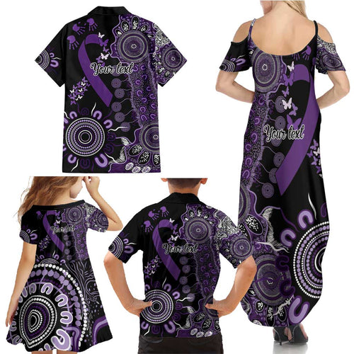 Memories Matter Alzheimers Awareness Personalised Family Matching Summer Maxi Dress and Hawaiian Shirt Aboriginal Ribbon Dot Painting