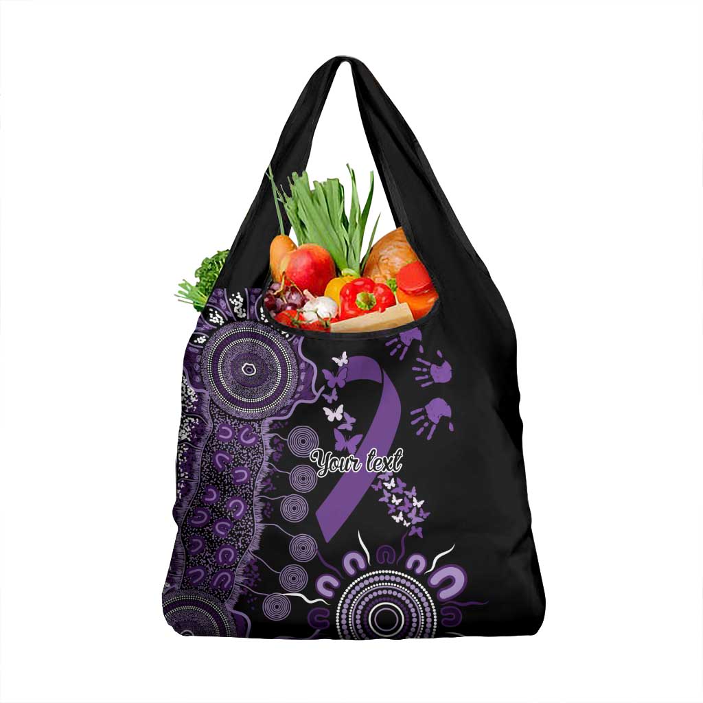 Memories Matter Alzheimers Awareness Personalised Grocery Bag Aboriginal Ribbon Dot Painting