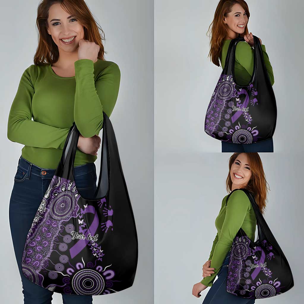 Memories Matter Alzheimers Awareness Personalised Grocery Bag Aboriginal Ribbon Dot Painting