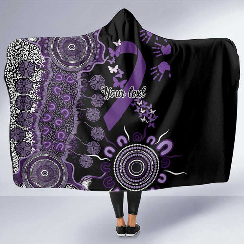 Memories Matter Alzheimers Awareness Personalised Hooded Blanket Aboriginal Ribbon Dot Painting