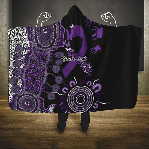 Memories Matter Alzheimers Awareness Personalised Hooded Blanket Aboriginal Ribbon Dot Painting
