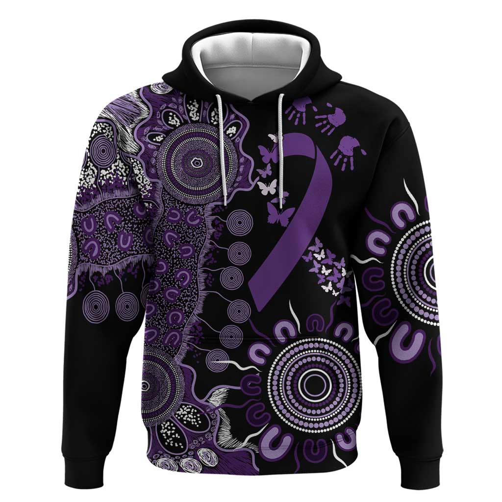 Memories Matter Alzheimers Awareness Personalised Hoodie Aboriginal Ribbon Dot Painting