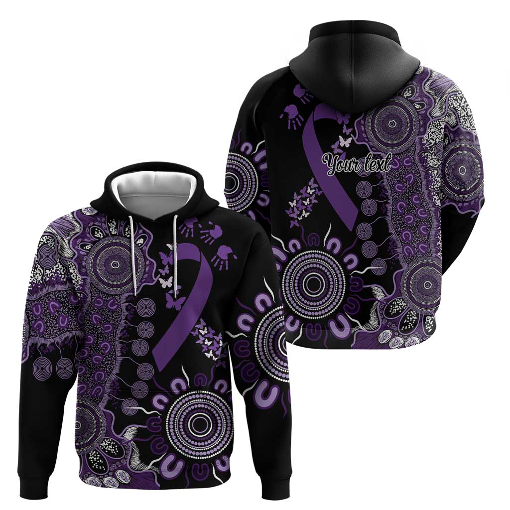 Memories Matter Alzheimers Awareness Personalised Hoodie Aboriginal Ribbon Dot Painting