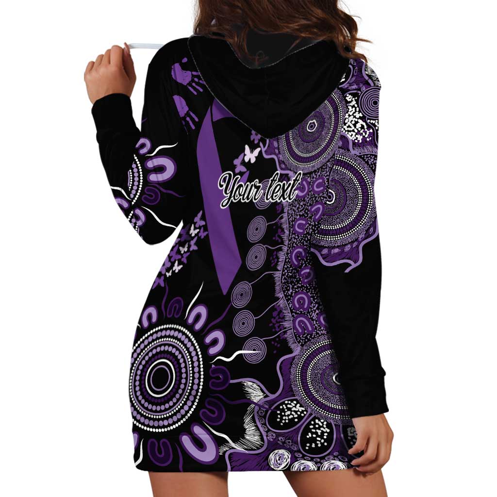 Memories Matter Alzheimers Awareness Personalised Hoodie Dress Aboriginal Ribbon Dot Painting